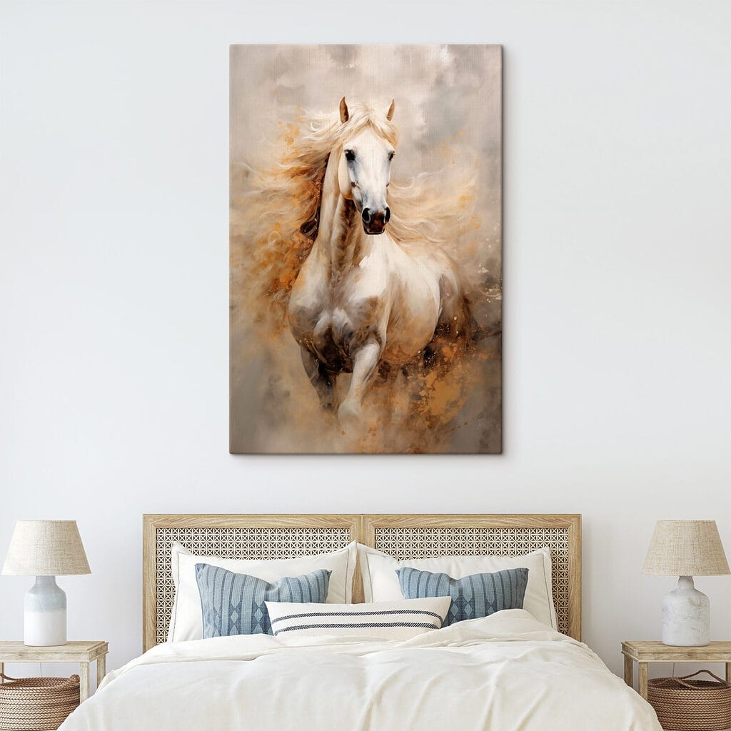 Wit paard in stofgloed — interieur 2