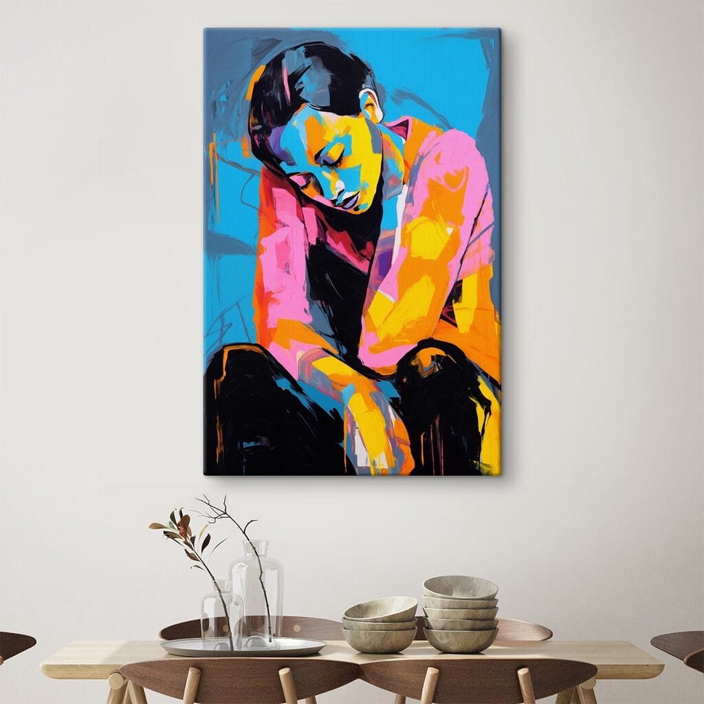 Zittende figuur in kleurvlakken — interieur 2