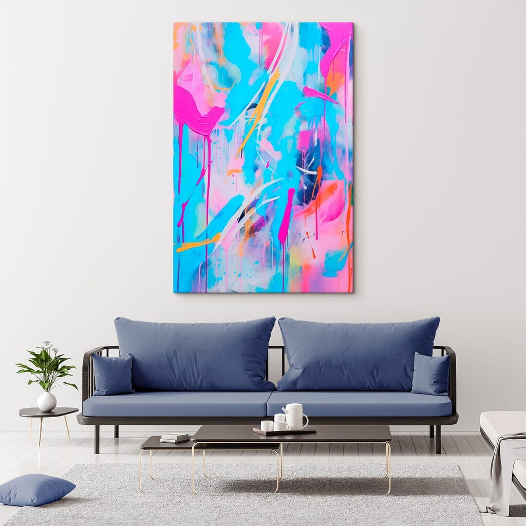 Roze strepen door turquoise — interieur 2