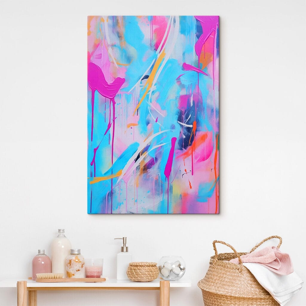 Roze strepen door turquoise — interieur 1