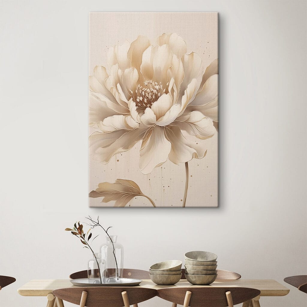 Beige pioen met inktsporen — interieur 1