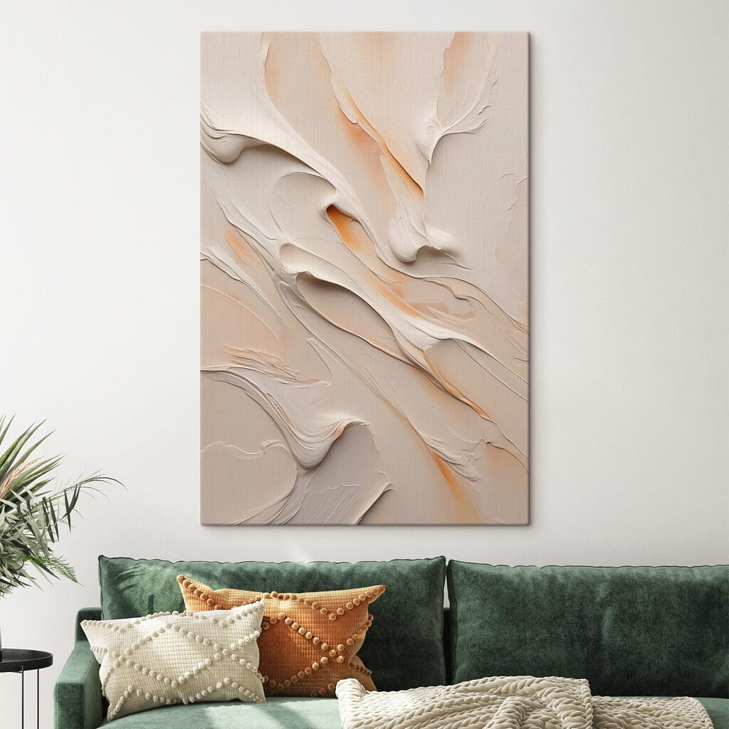 Perzikkleurige banen in roomwit — interieur 1