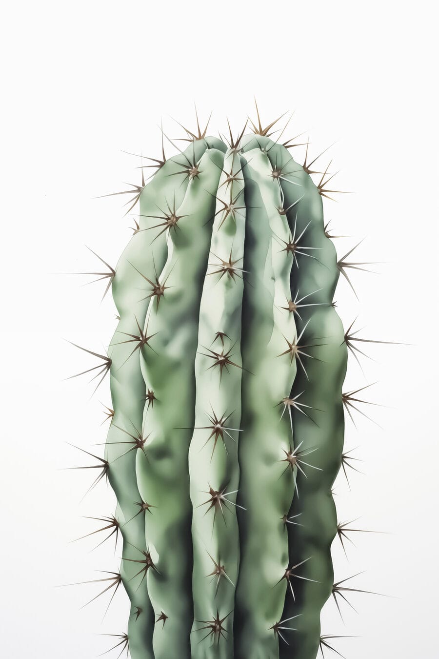 Groene zuilcactus op wit — volledig ontwerp