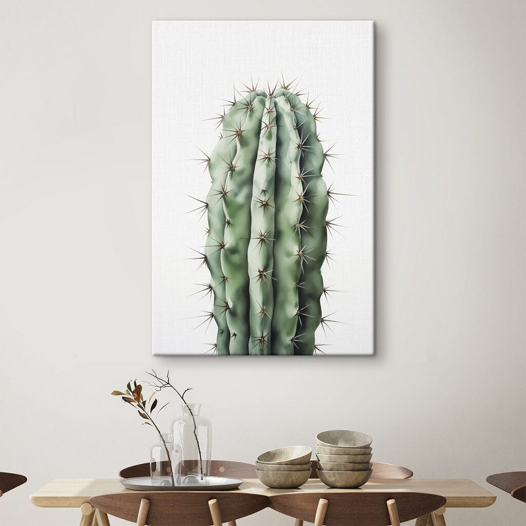 Groene zuilcactus op wit — interieur 2