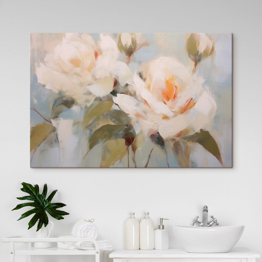 Roomwitte rozen in lichtstreken — interieur 1