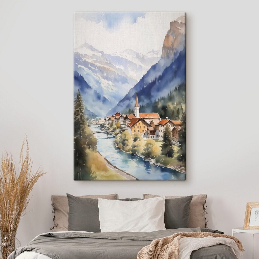 Alpendorp langs blauwe rivier — interieur 2