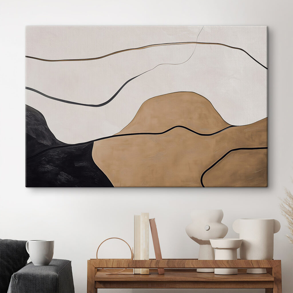 Zwarte lijnen boven zandvlakken — interieur 3