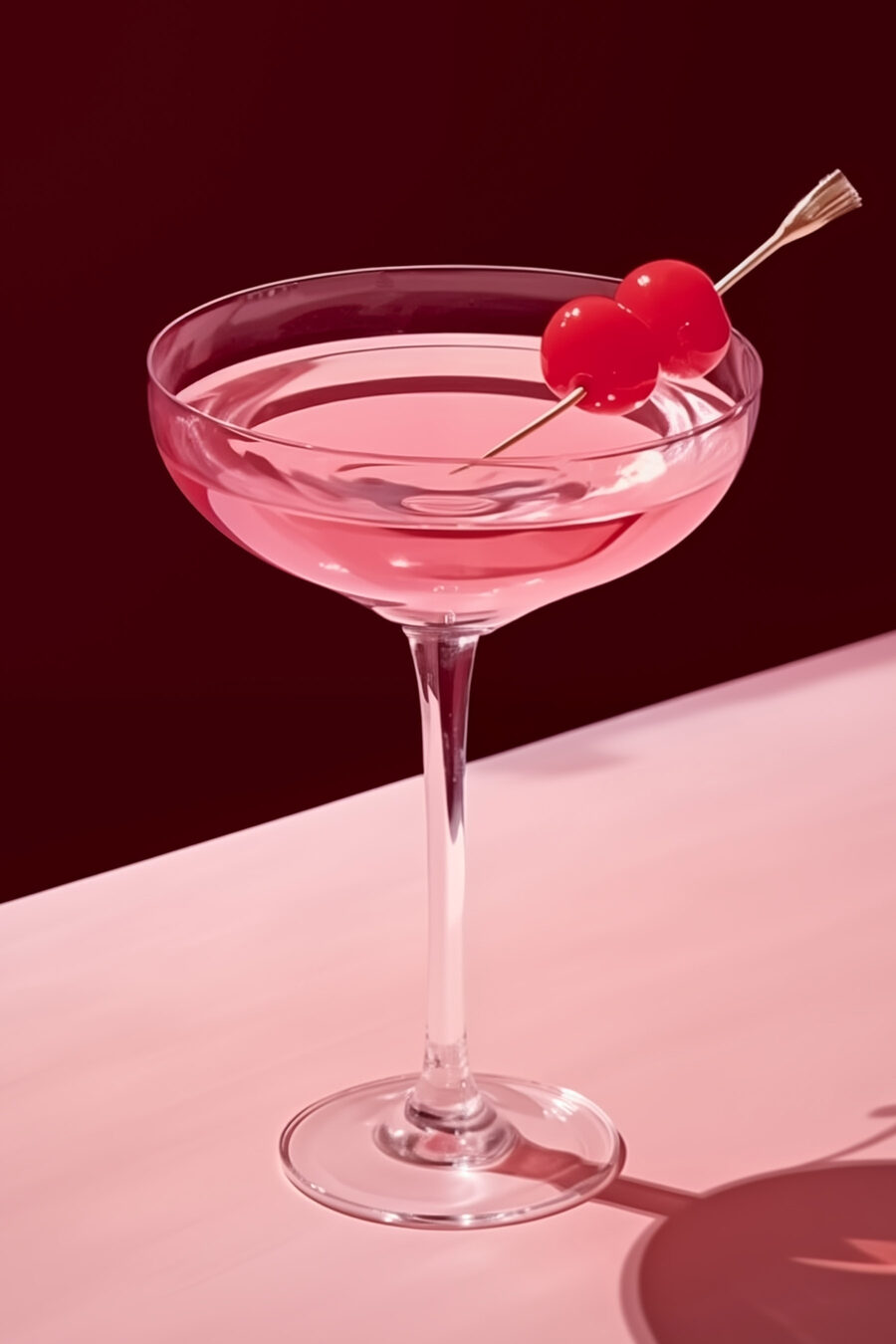 Roze cocktail met kers — volledig ontwerp