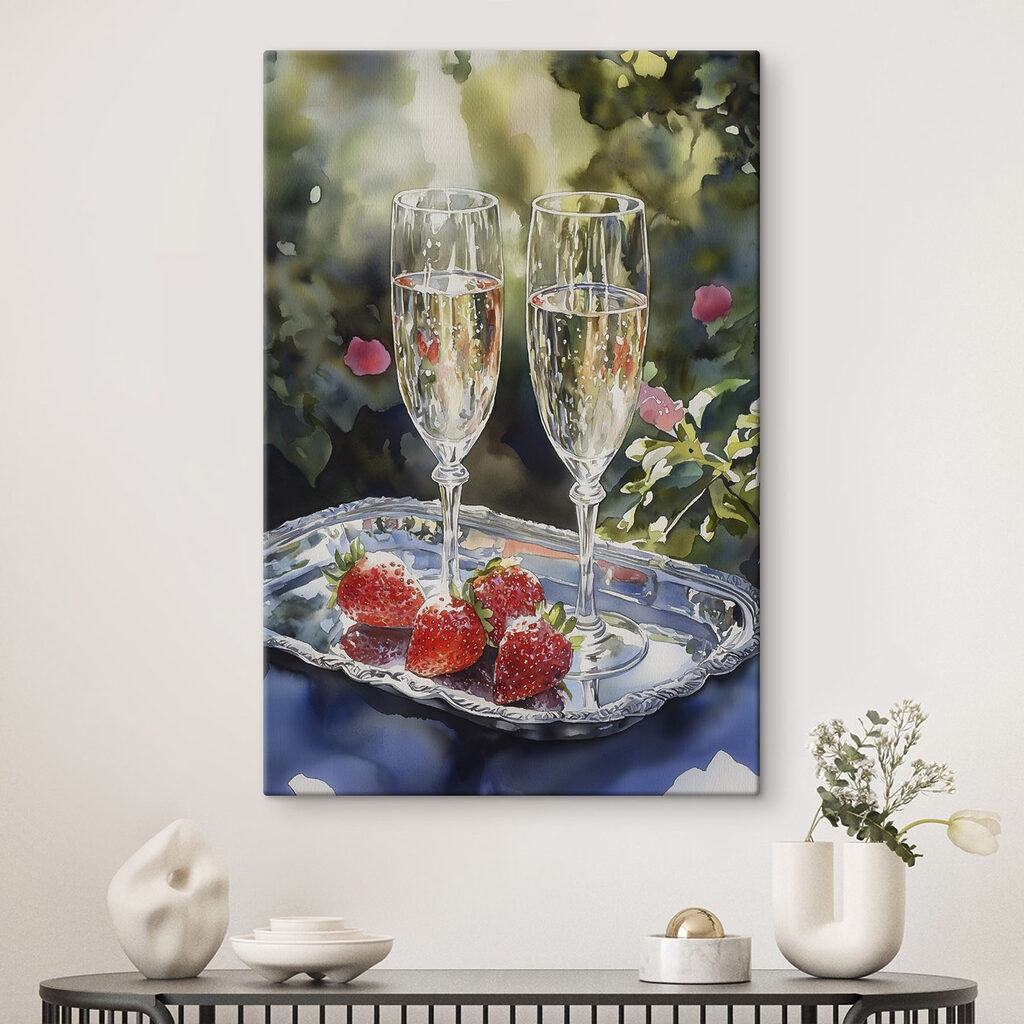 Twee glazen bij aardbeien — interieur 2