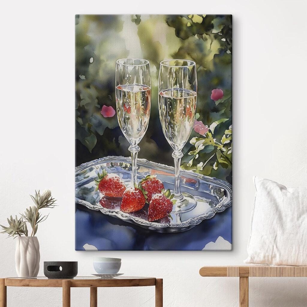 Twee glazen bij aardbeien — interieur 1