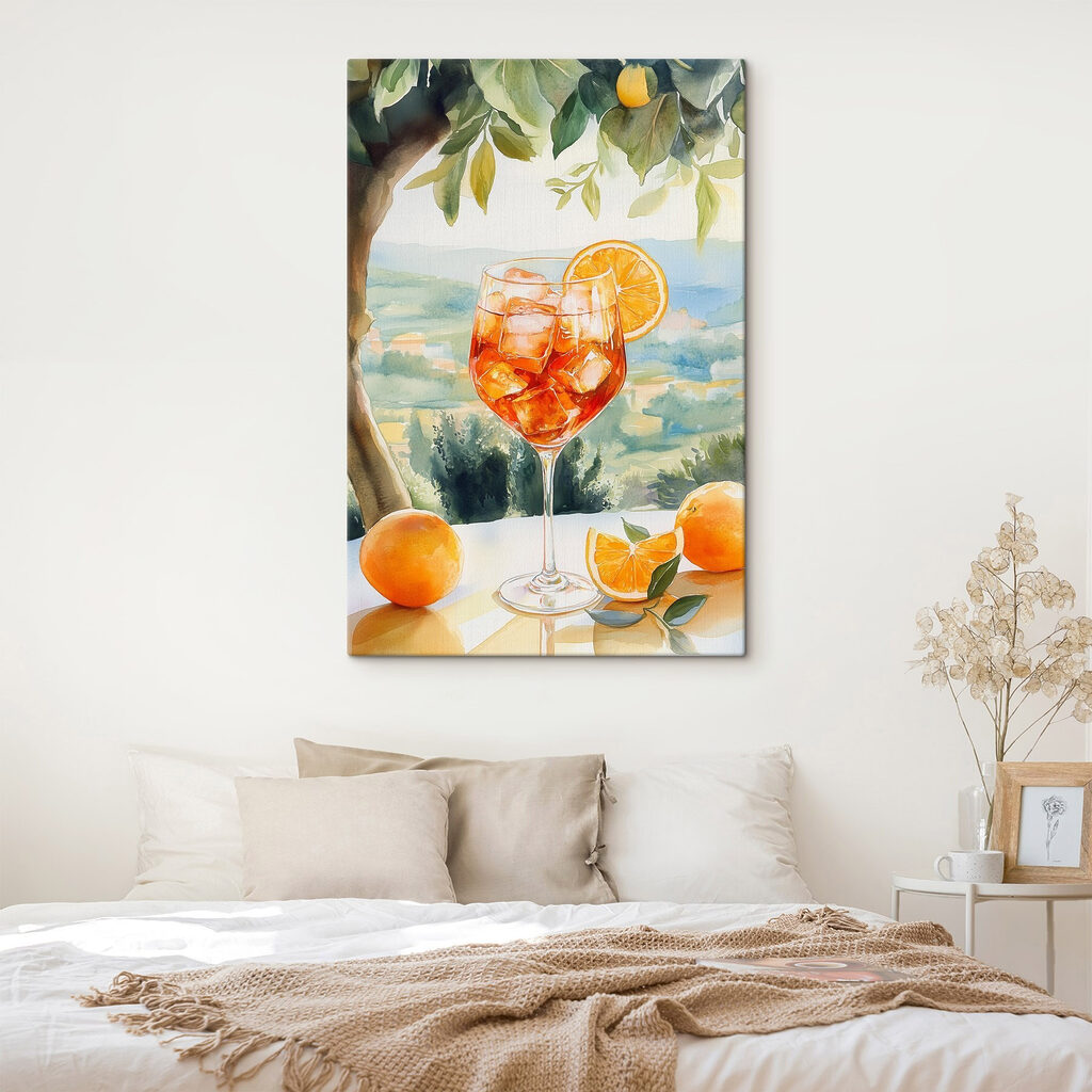 Oranjecocktail boven groene heuvels — interieur 1