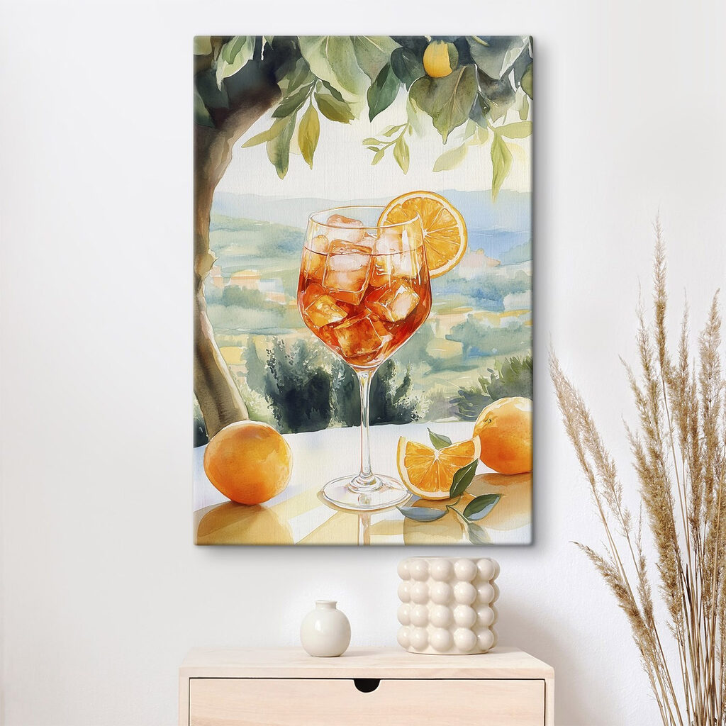 Oranjecocktail boven groene heuvels — interieur 2