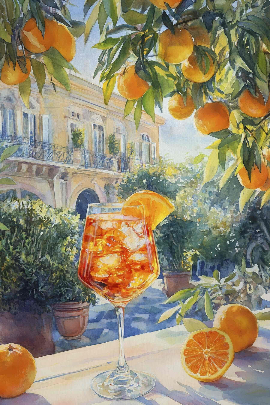 Oranje aperitief bij tuinvilla — volledig ontwerp