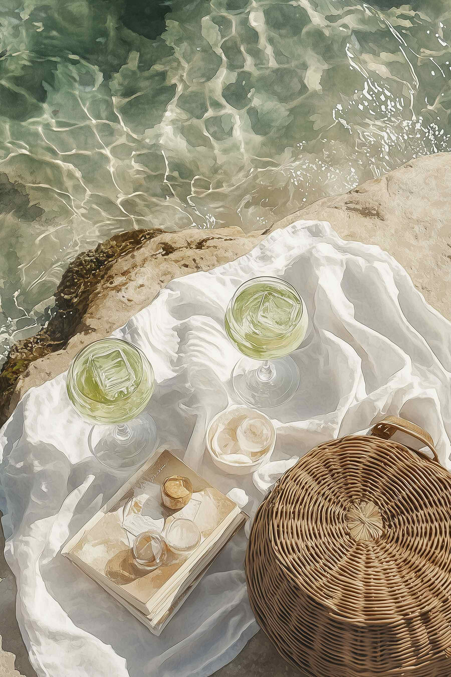 Limoenwater op een stranddoek — volledig ontwerp