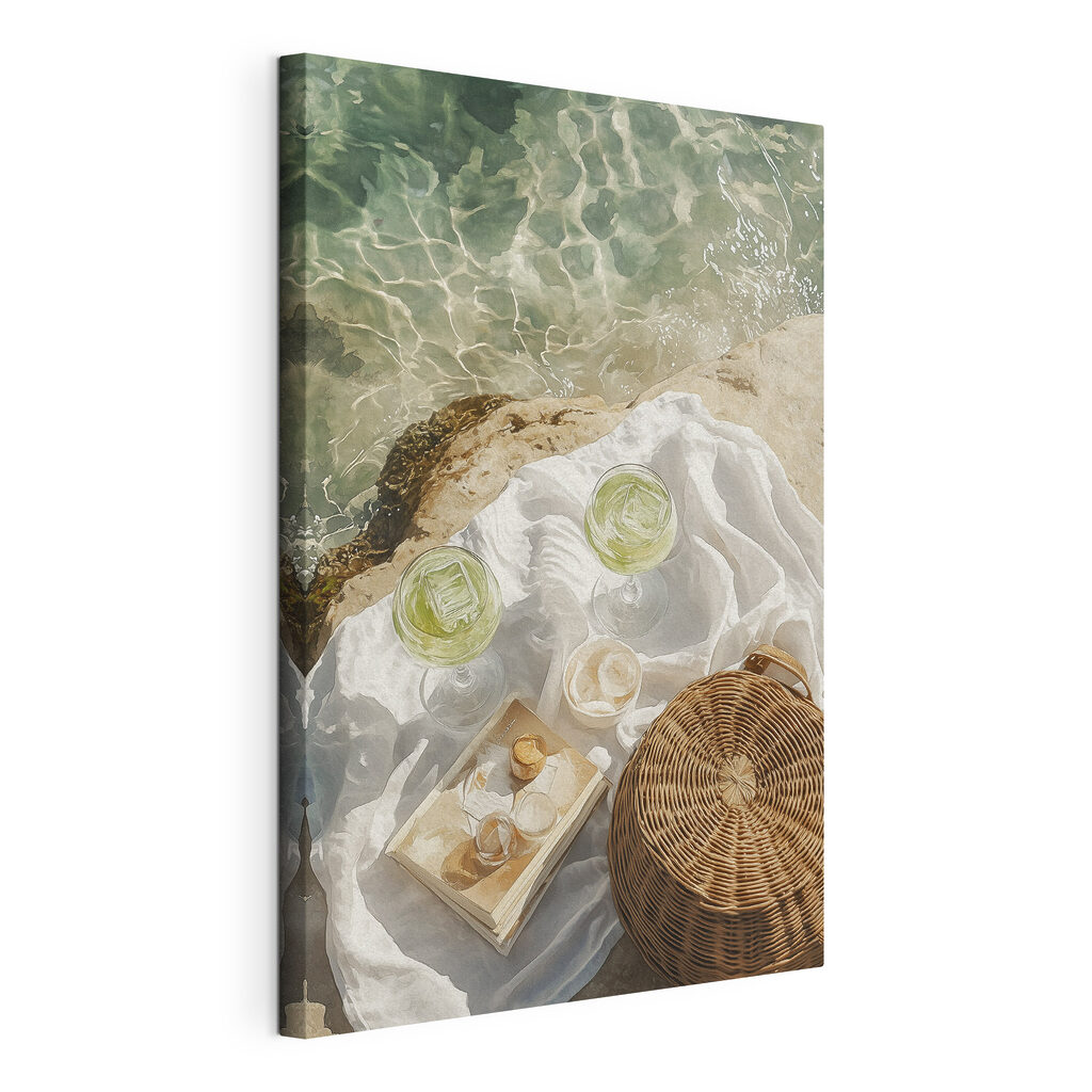 Limoenwater op een stranddoek, gespannen canvas met doorlopende rand