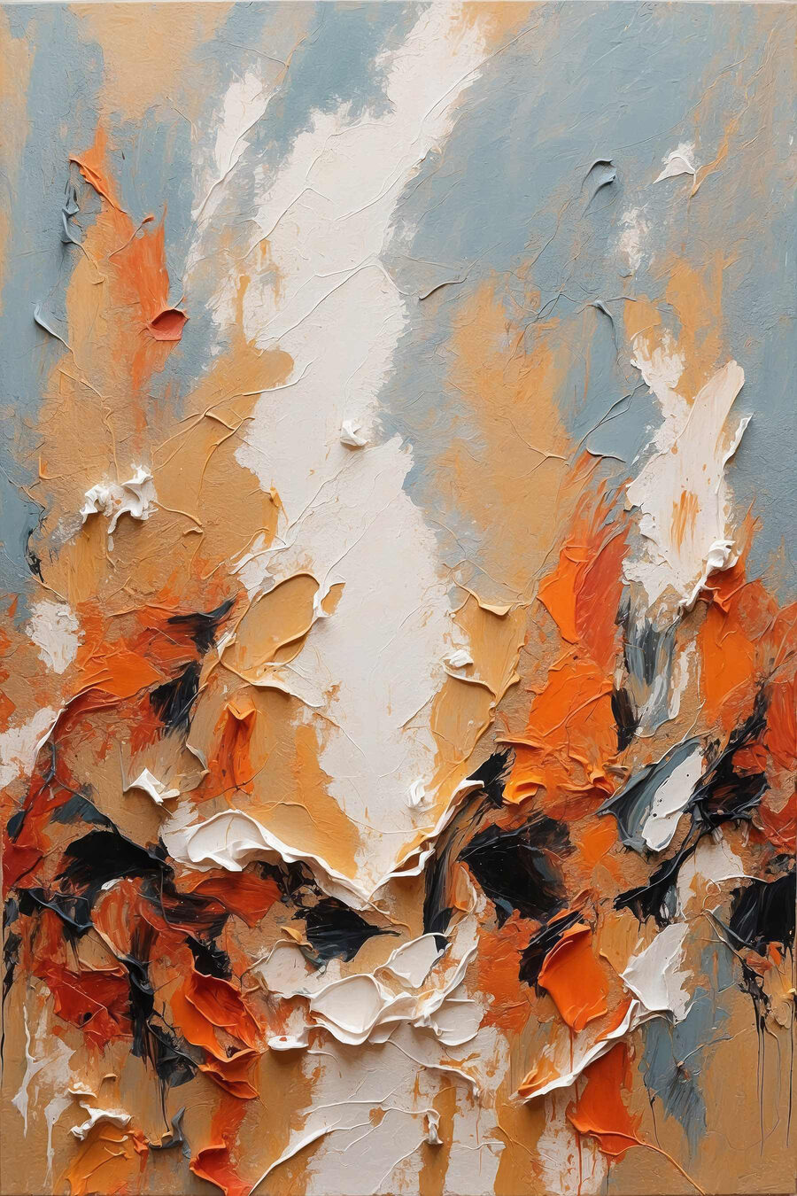 Oranje verf tussen grijsblauw — volledig ontwerp