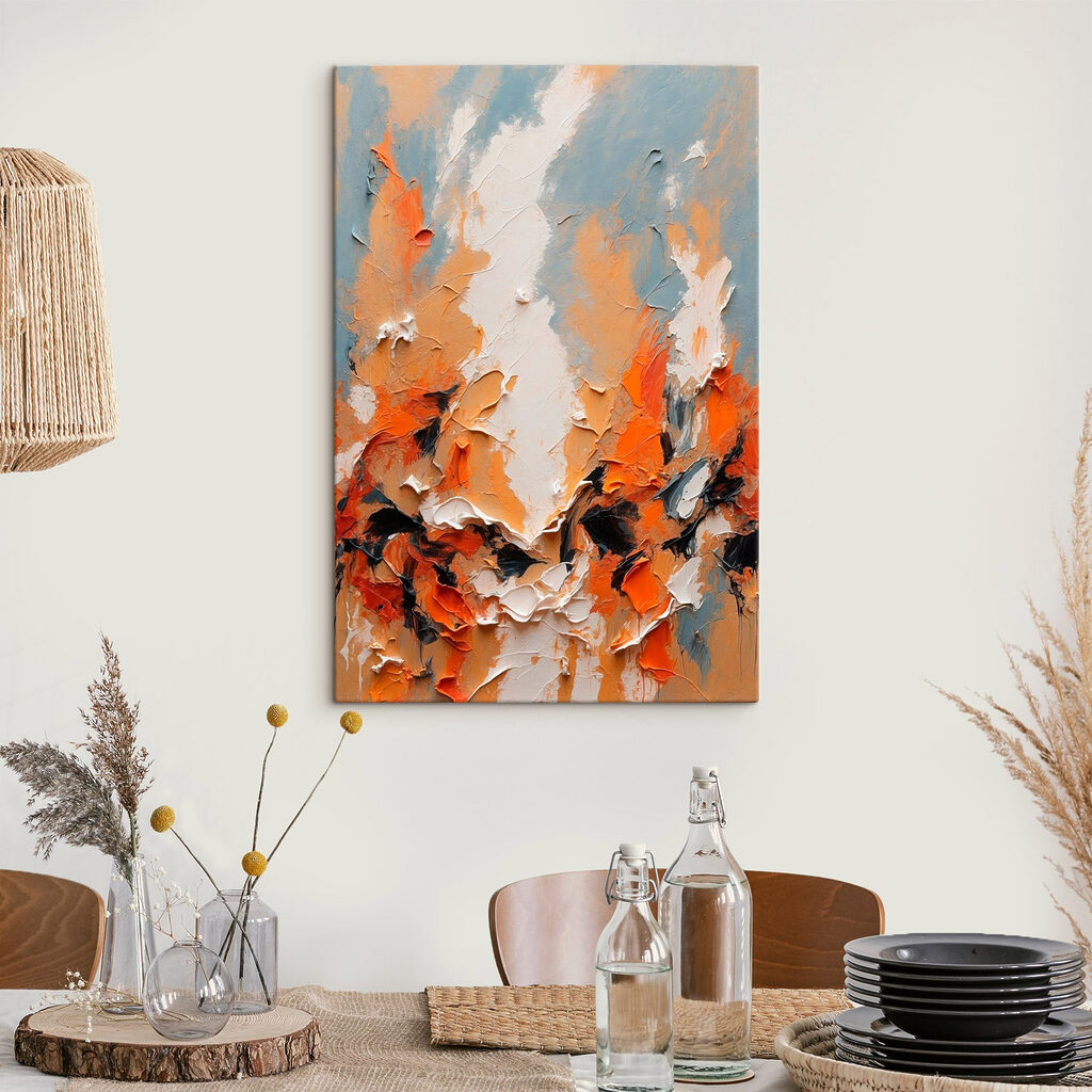 Oranje verf tussen grijsblauw — interieur 3
