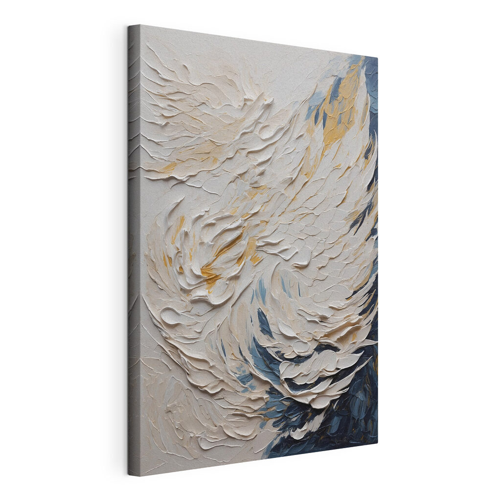 Witte stroom met blauw, gespannen canvas met doorlopende rand