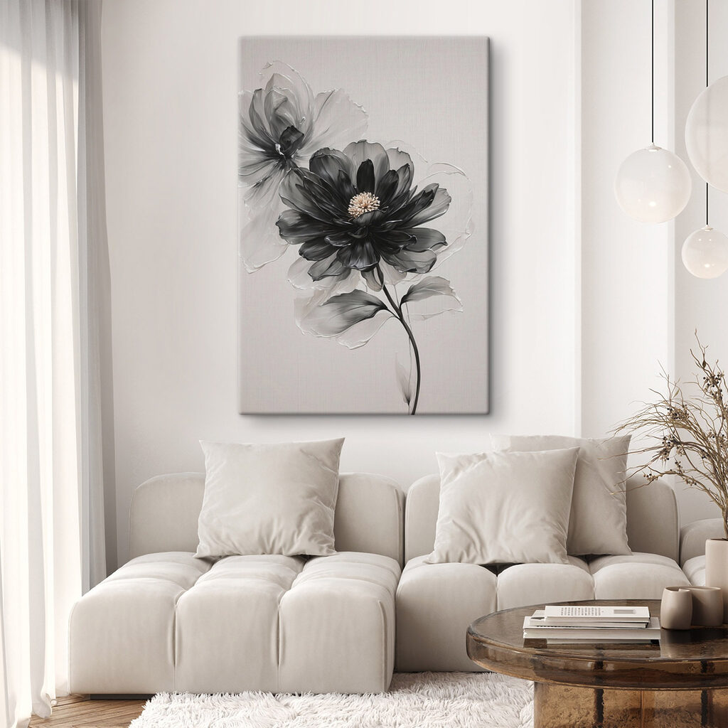 Zwarte bloem in rookgrijs — interieur 2