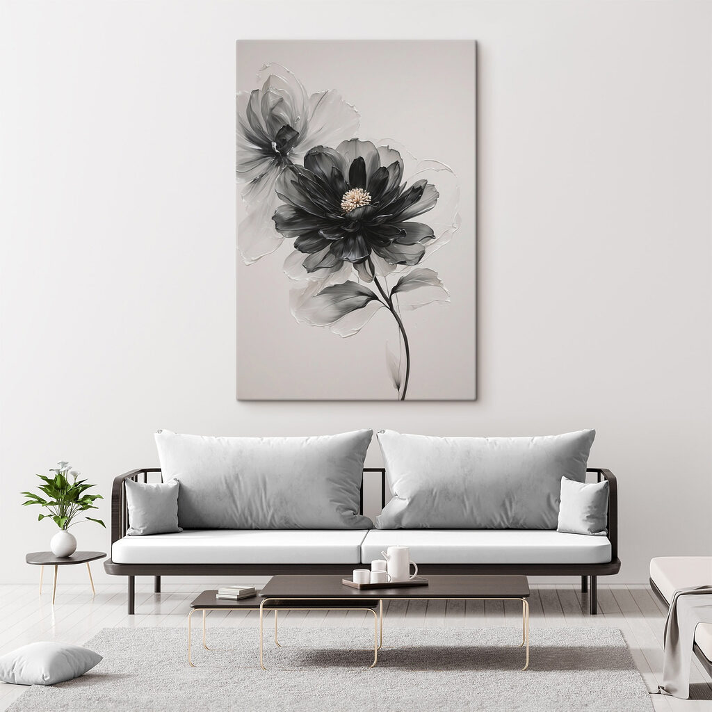 Zwarte bloem in rookgrijs — interieur 3