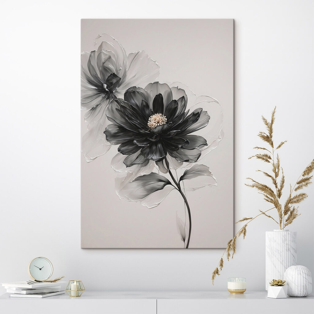 Zwarte bloem in rookgrijs — interieur 1