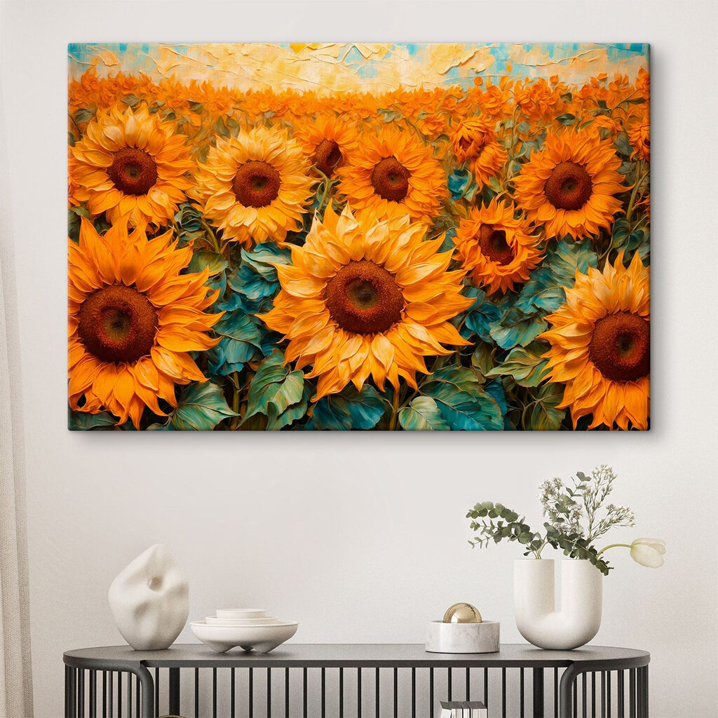 Zonnebloemen tot de horizon — interieur 1