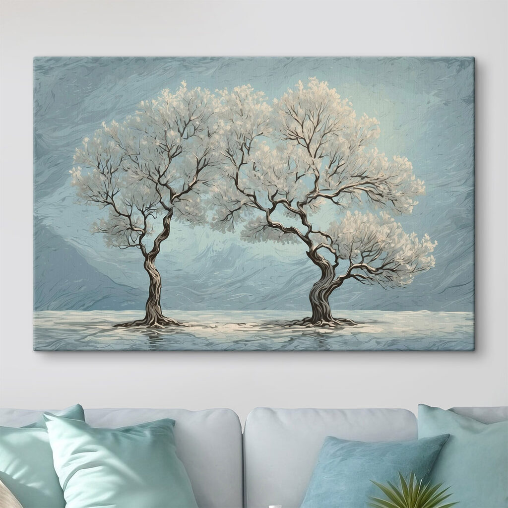 Twee bomen in winterblauw — interieur 2