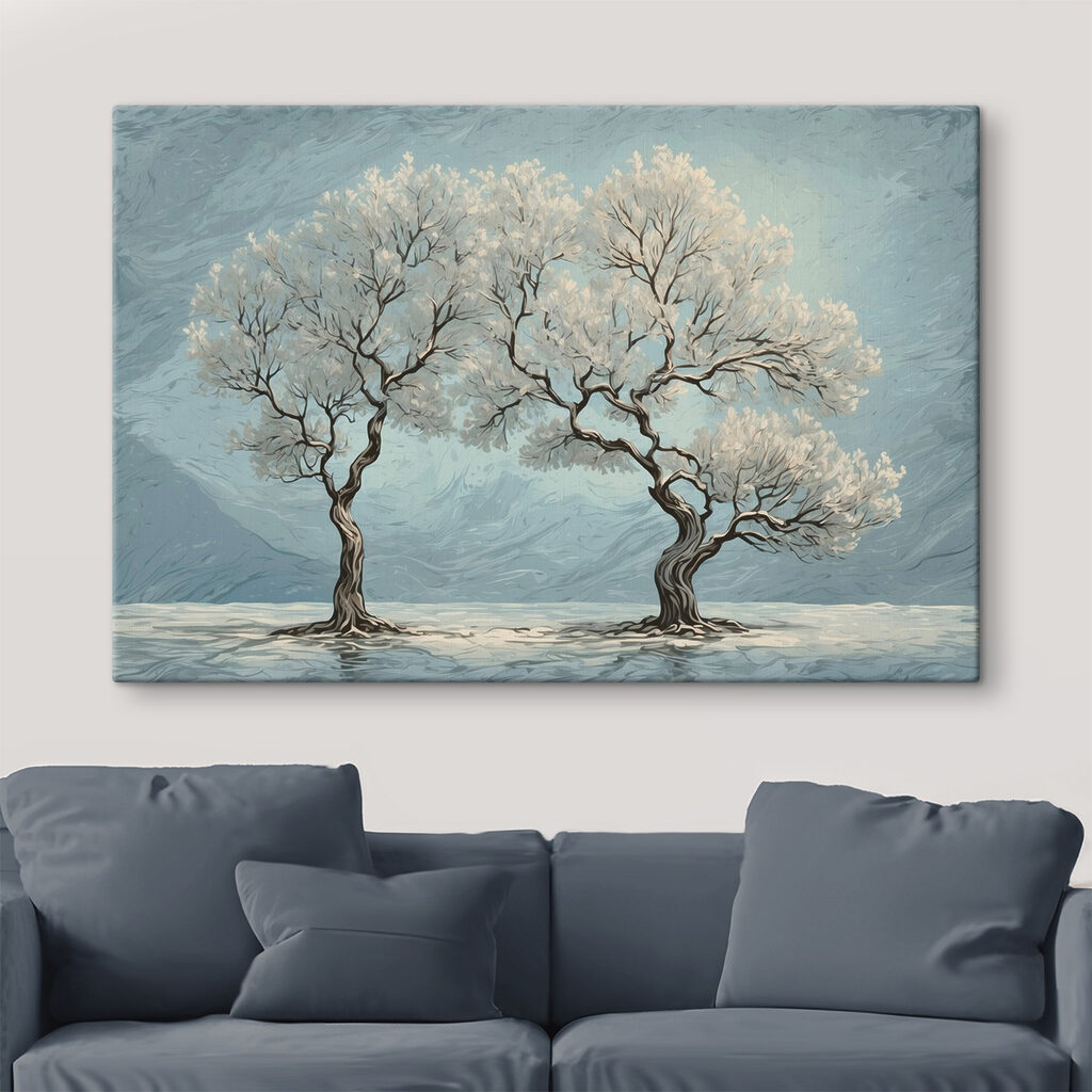 Twee bomen in winterblauw — interieur 1