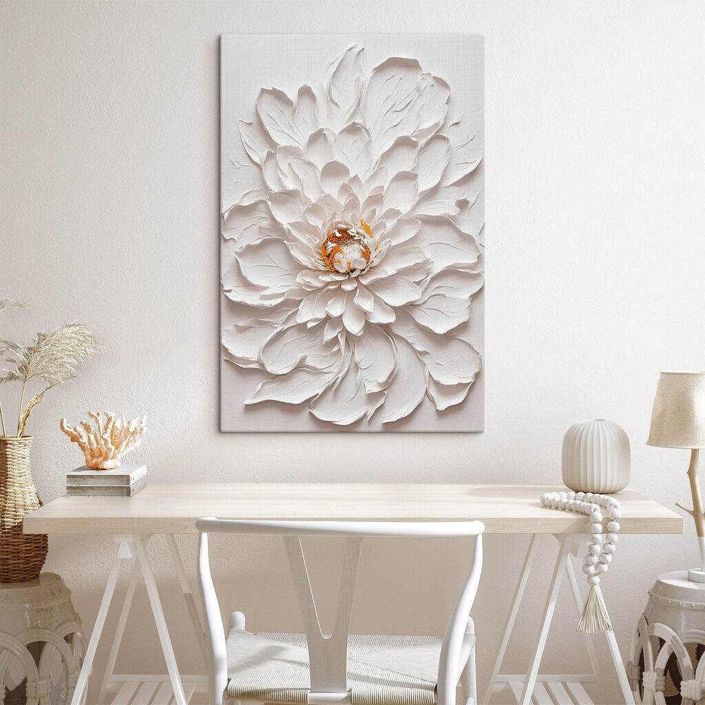 Witte bloem met goudvlekjes — interieur 1