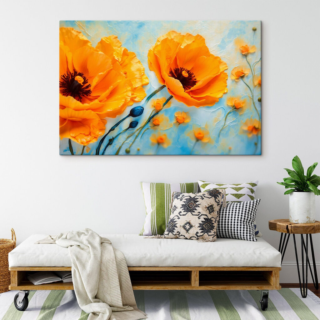 Oranje klaprozen op hemelsblauw — interieur 2
