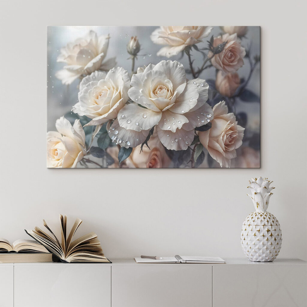 Roomwitte rozen met druppels — interieur 2