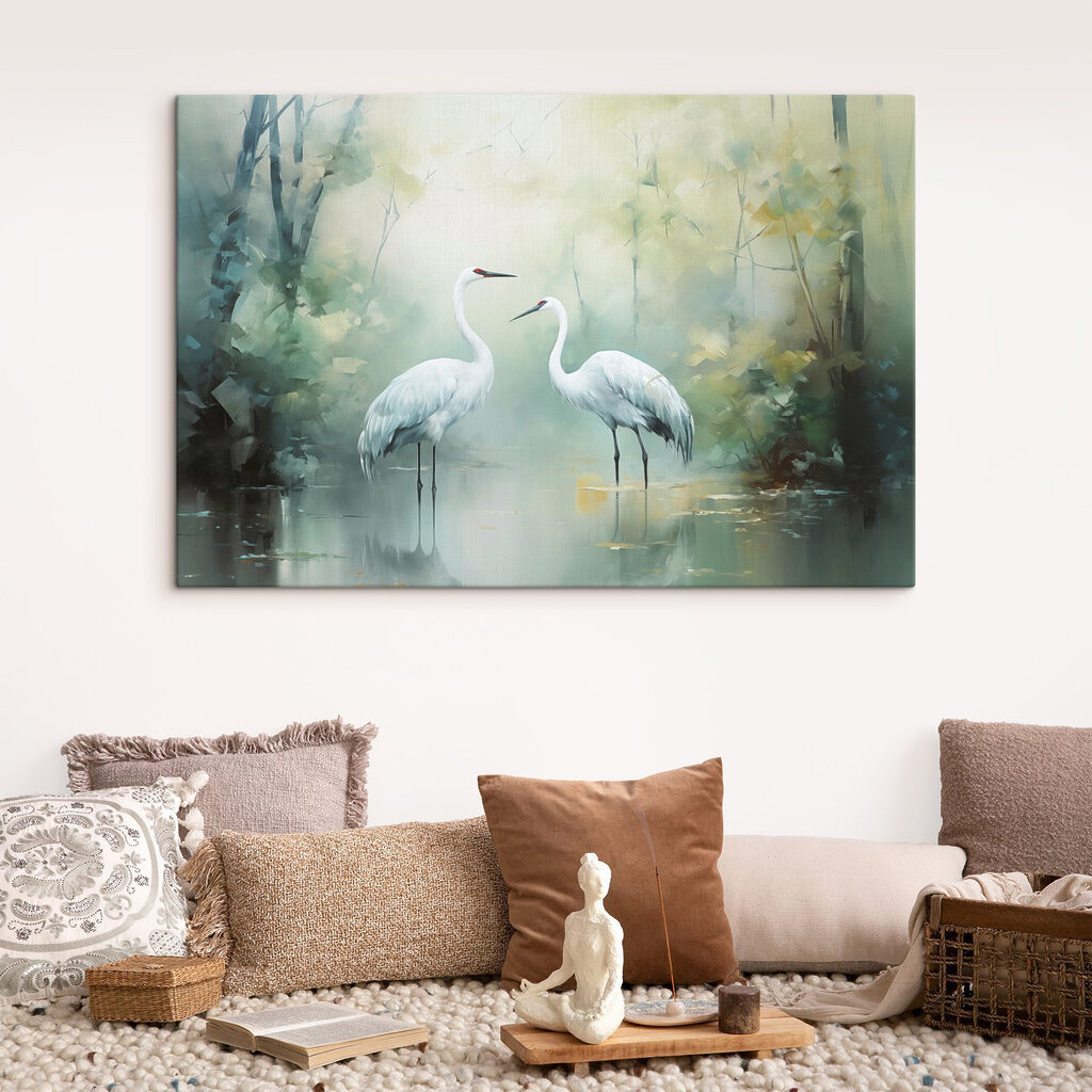 Twee reigers in groen — interieur 2