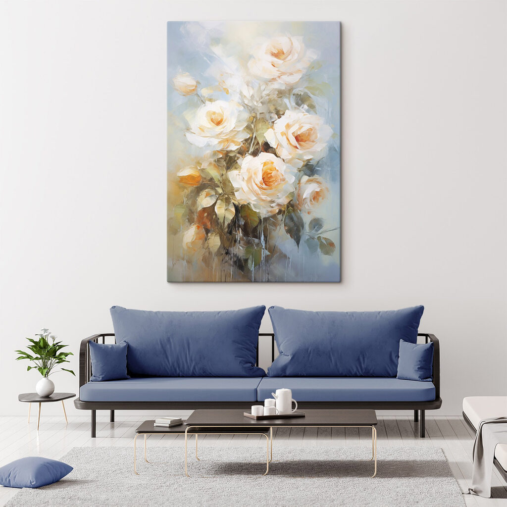 Roomwitte rozen in kleurvegen — interieur 2