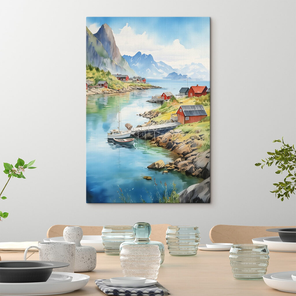 Rode huisjes langs bergwater — interieur 1
