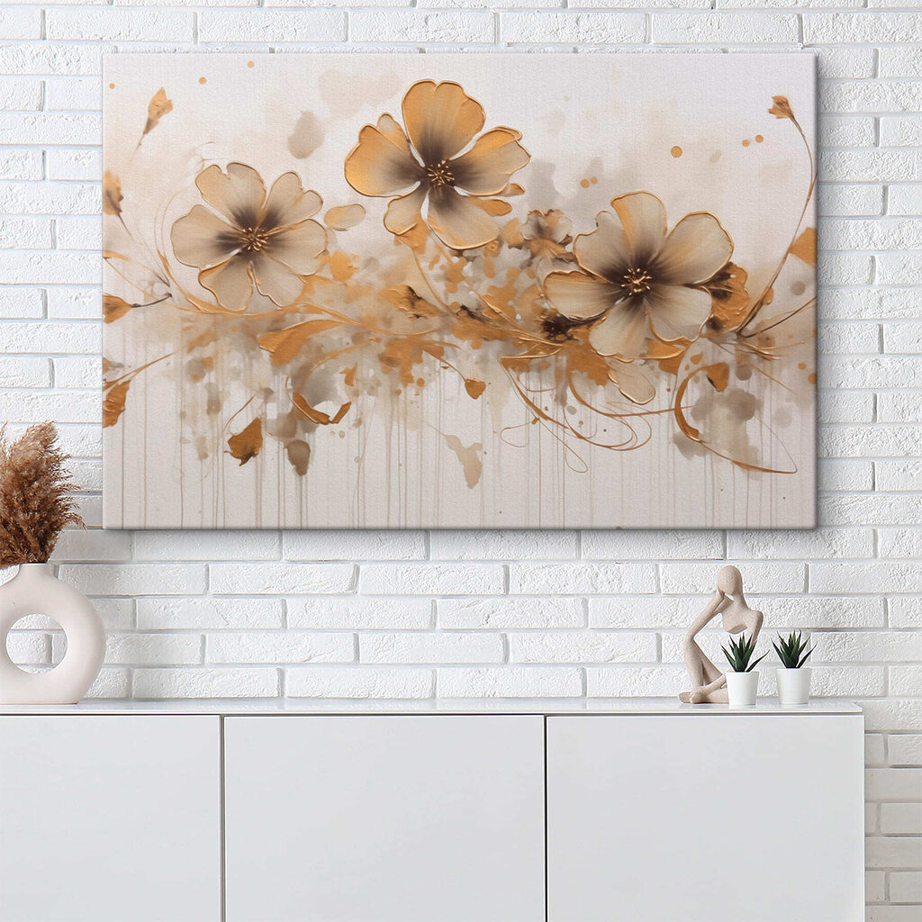 Goudbruine bloemen met lijnkrullen — interieur 2