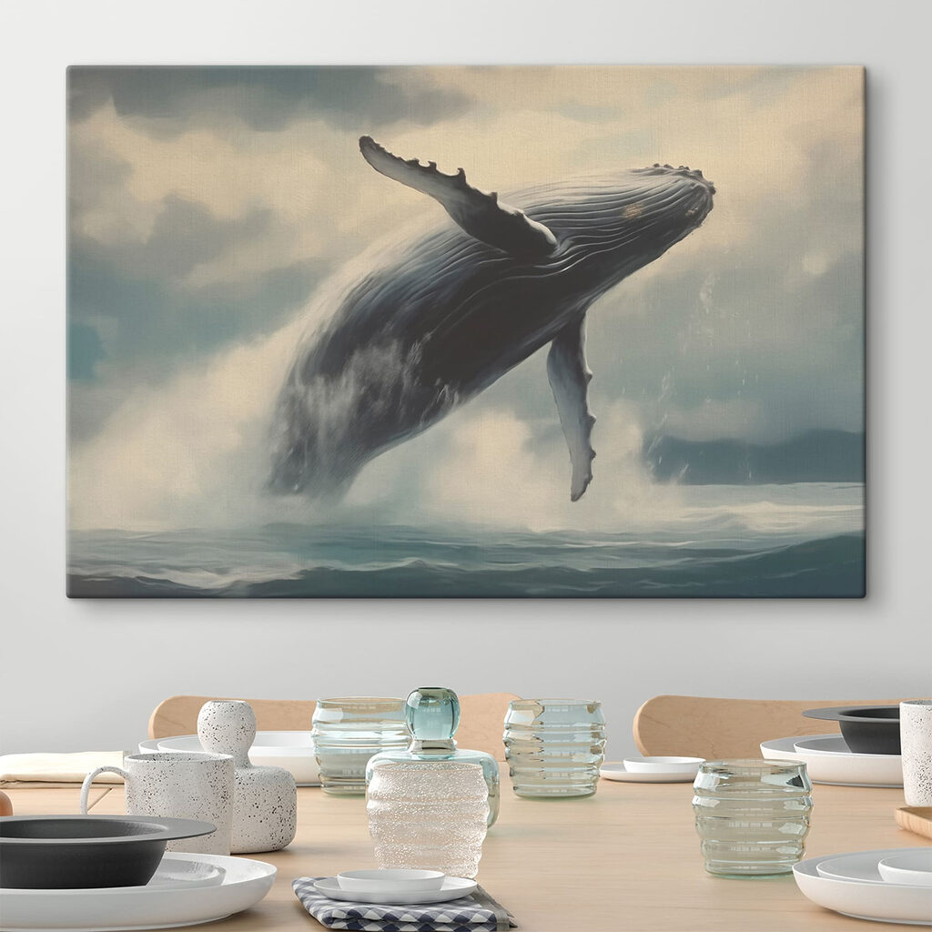 Walvis boven grijze zee — interieur 2