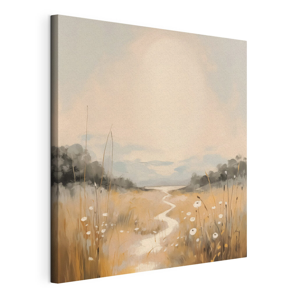 Lichtpad door zachtroze gras, gespannen canvas met doorlopende rand