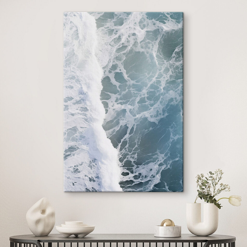 Blauwe branding in schuimlijnen — interieur 2