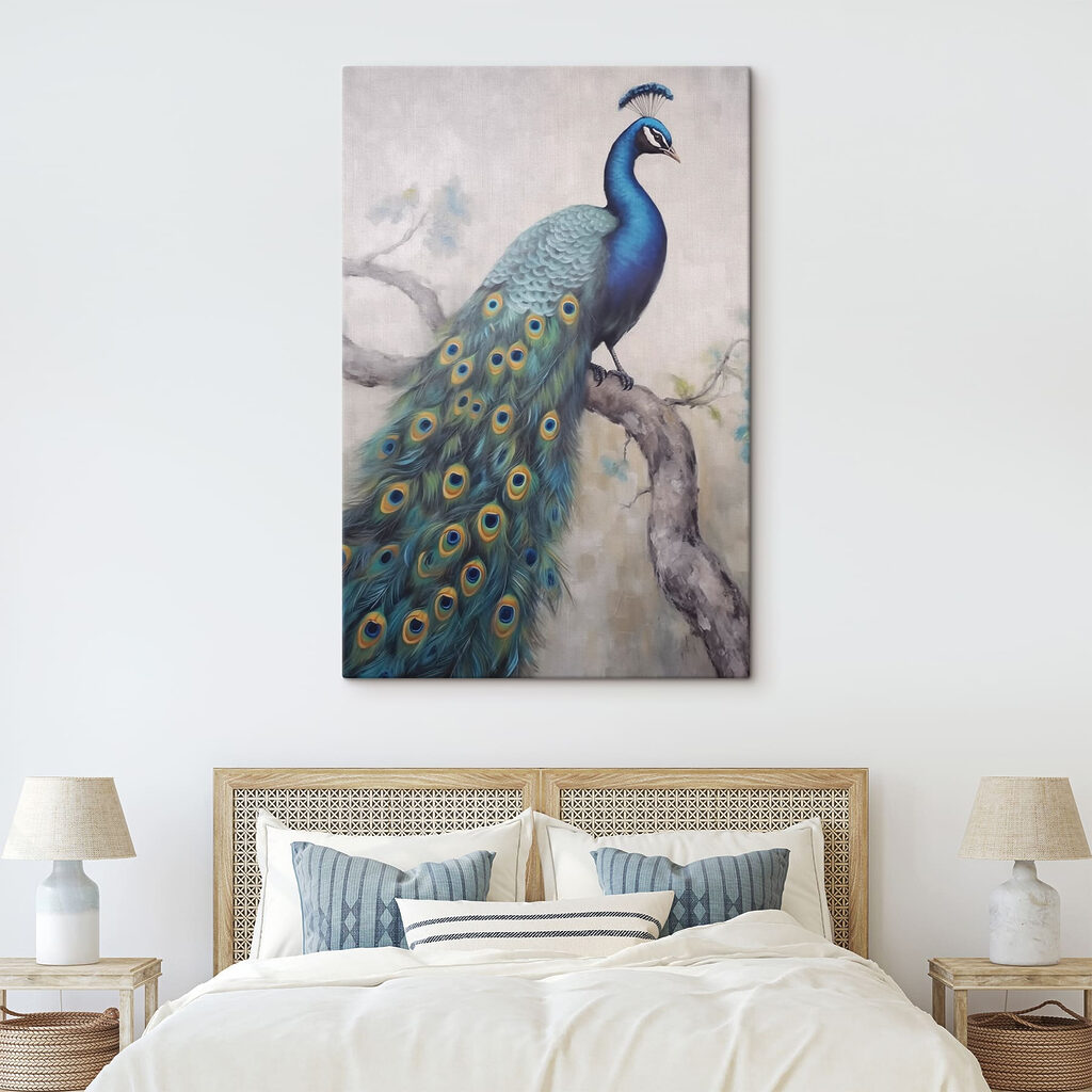 Pauw op grijze tak — interieur 1