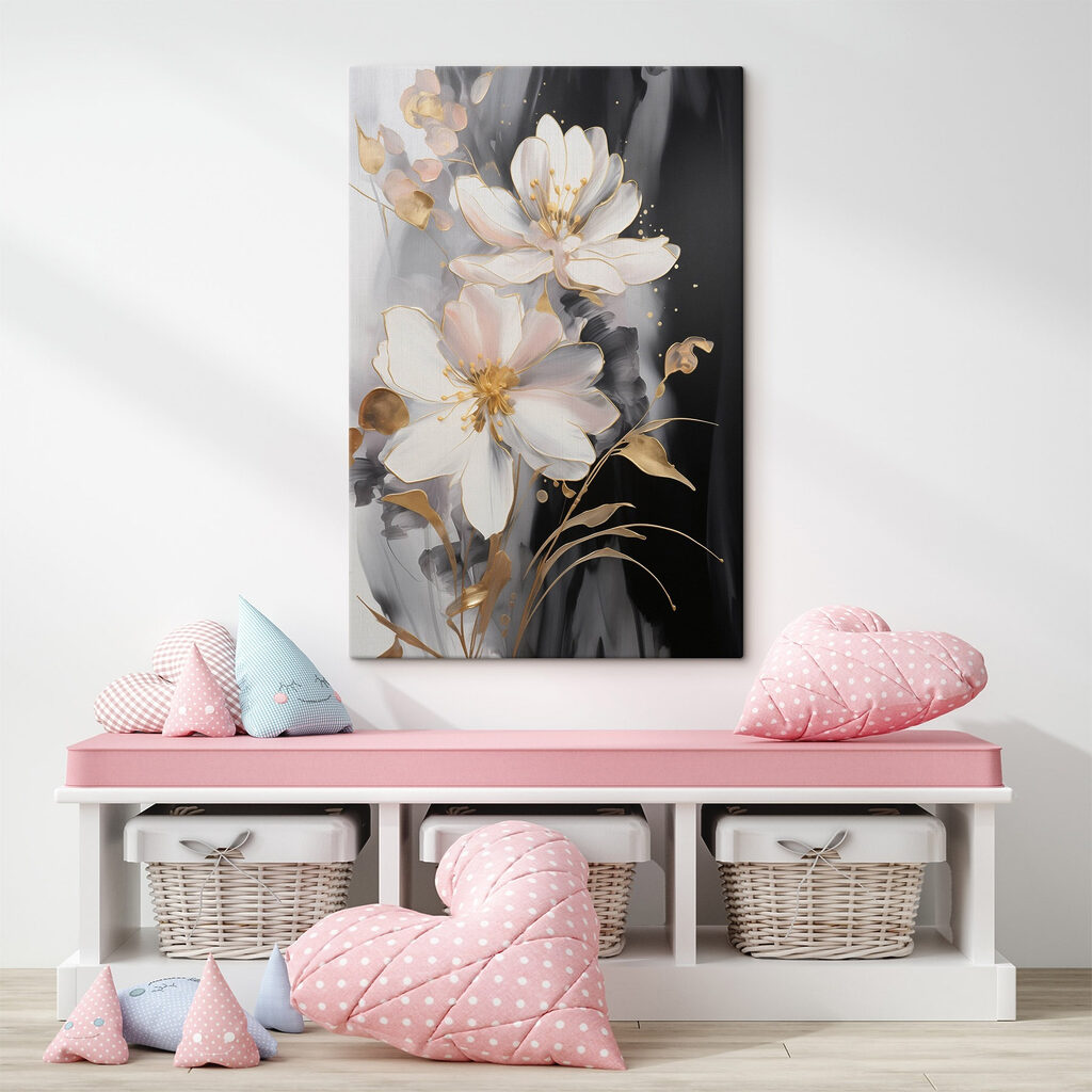 Witte bloei langs zwart — interieur 2