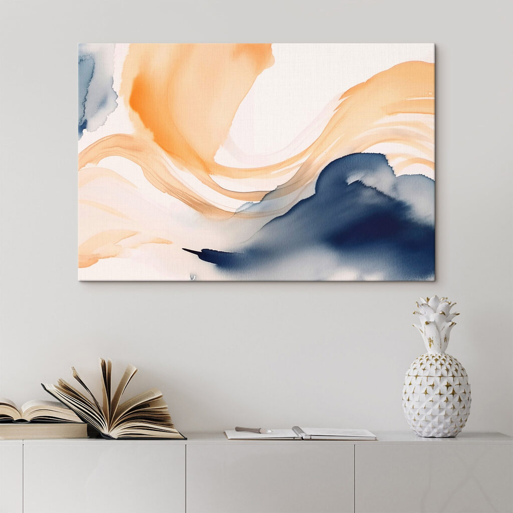 Perzikgolven tussen blauwe inkt — interieur 1