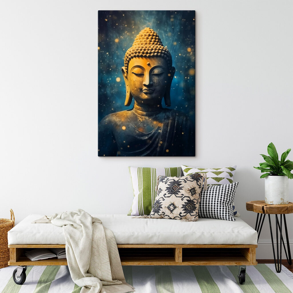 Boeddha in blauw sterrenlicht — interieur 1