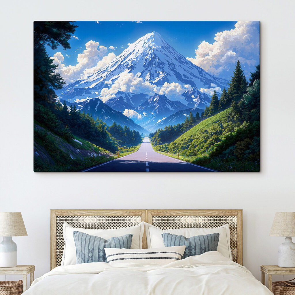 Weg naar een berg in een interieur