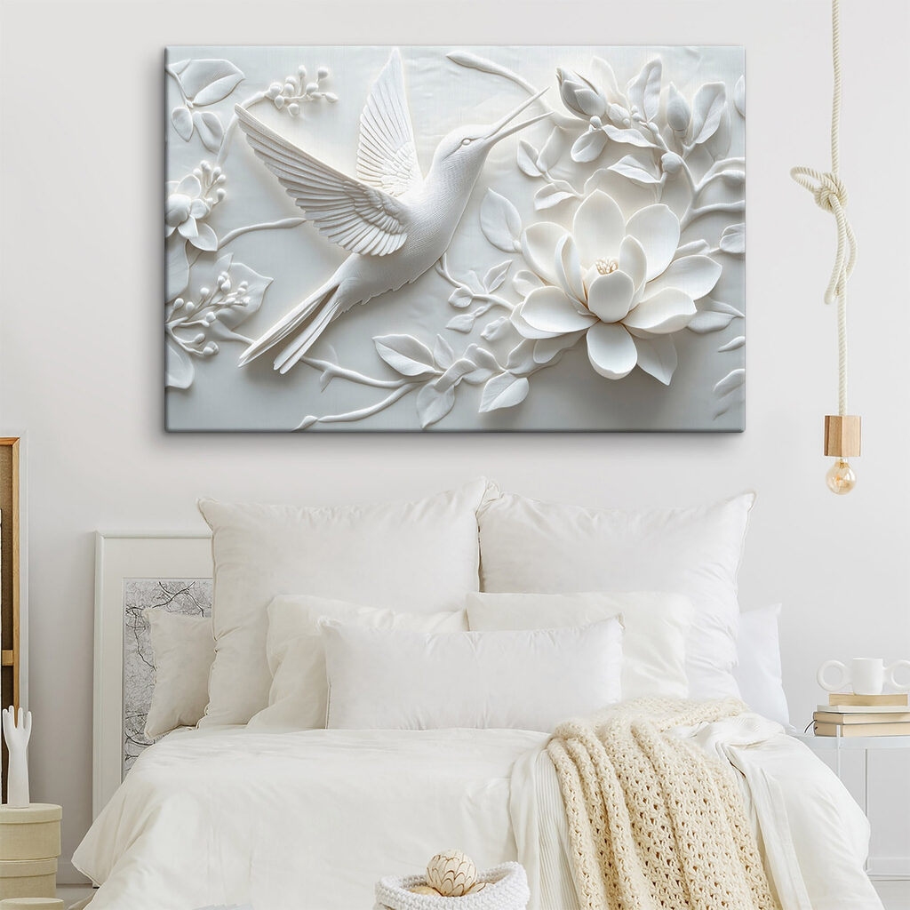 Witte duif tussen bloemen — interieur 2