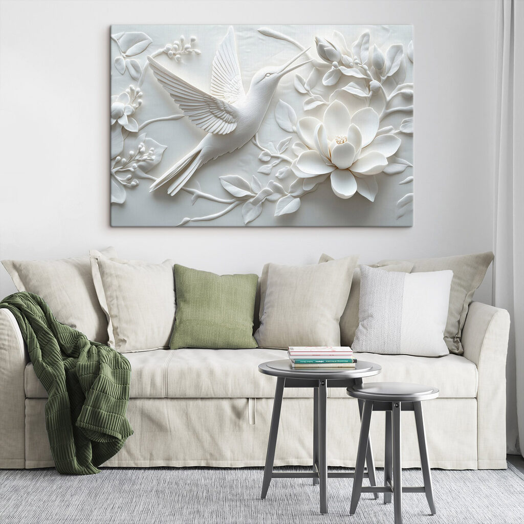 Witte duif tussen bloemen — interieur 1