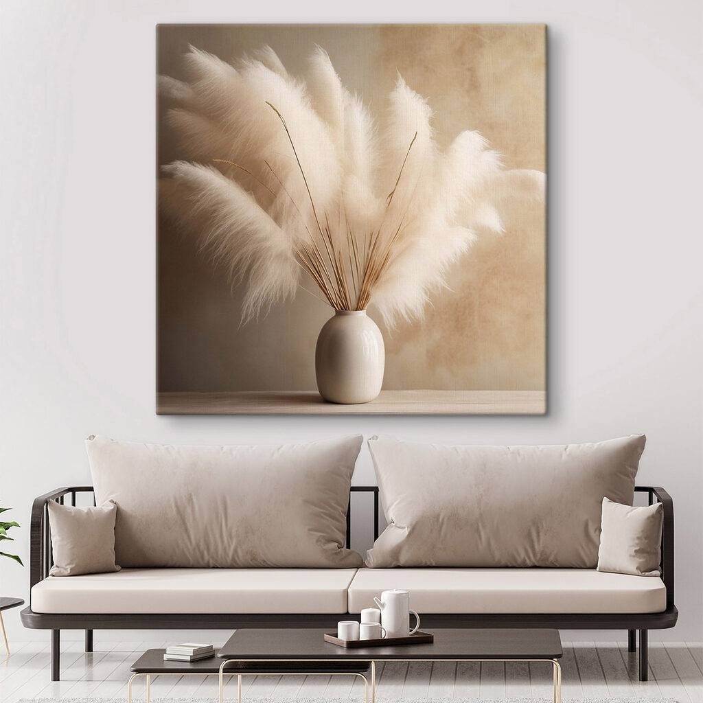 Pluimgrassen in ronde roomvaas — interieur 2
