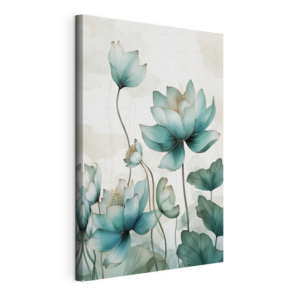 Zeegroene lotus in aquarel — productweergave