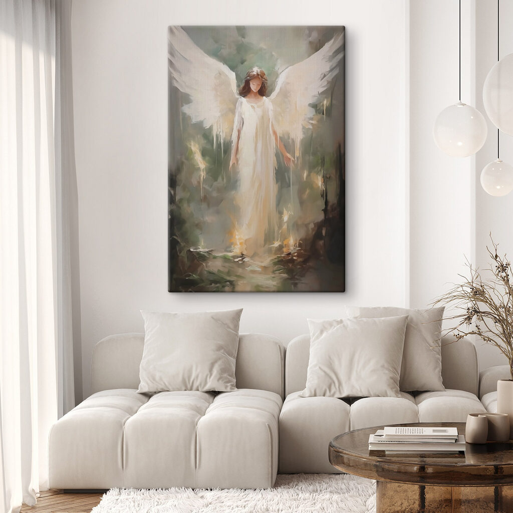 Engel boven donkere bosgrond — interieur 2