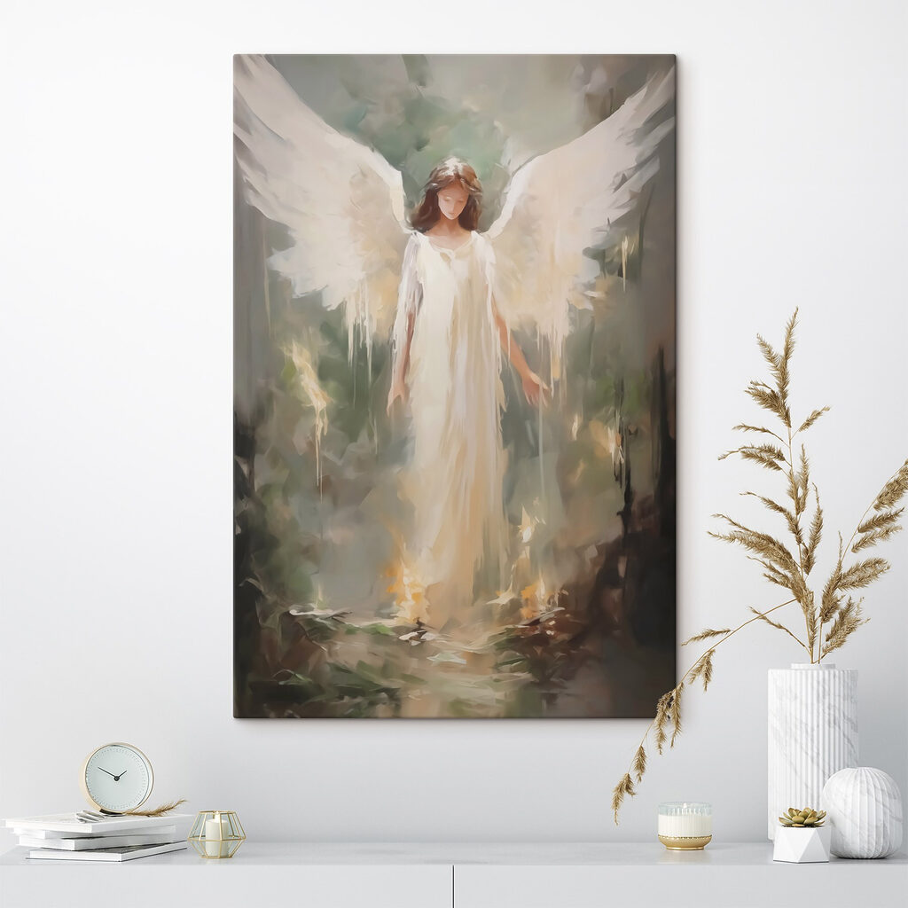 Engel boven donkere bosgrond — interieur 1