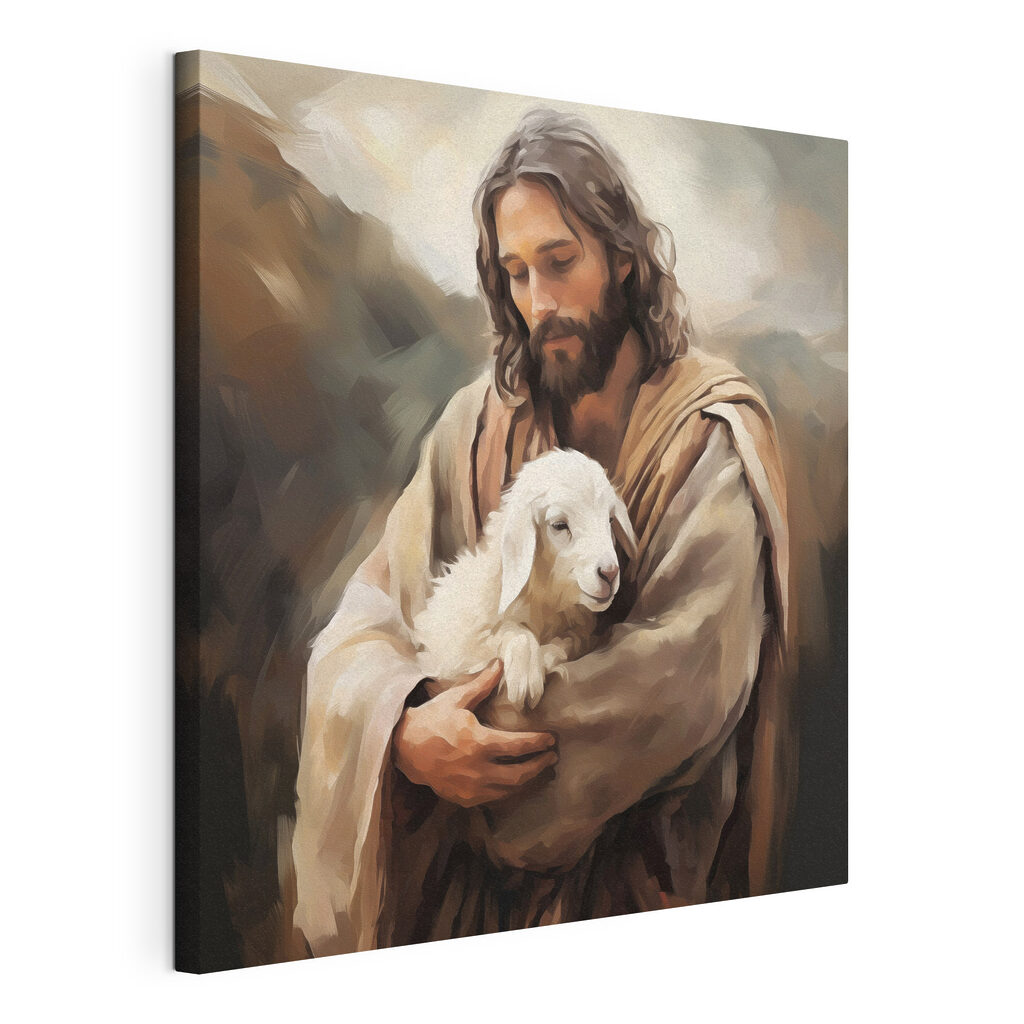 Jezus met wit lam — productweergave